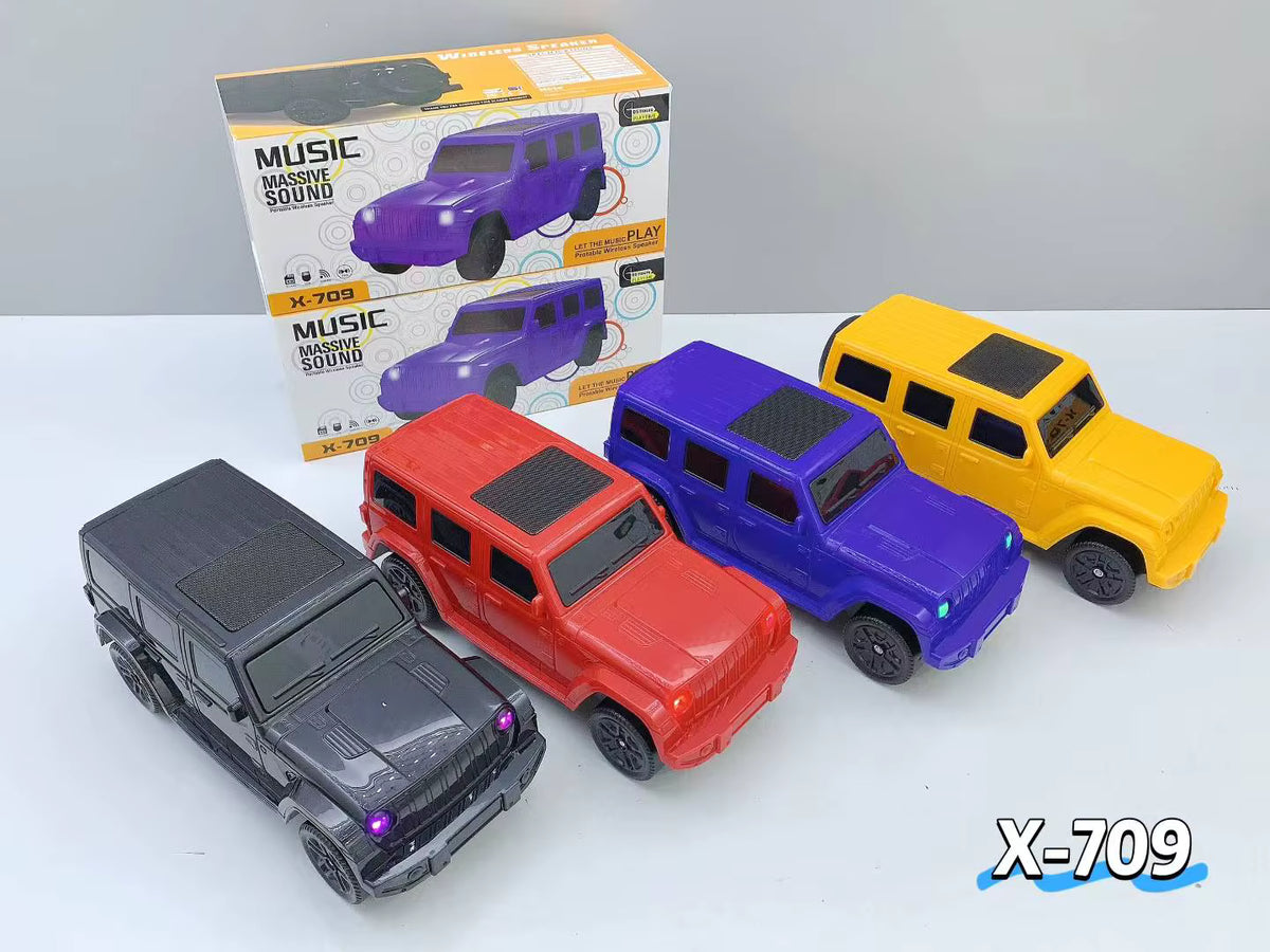 Car Model BT Speaker X-709 Subwoofer Wireless Loud Sound Supported BT TF FM USB TWS Speaker Children's Toy Car Model Speaker