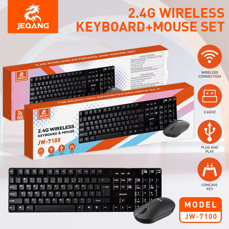 JEQANG JW-7100 Wireless Keyboard and Mouse Combo
