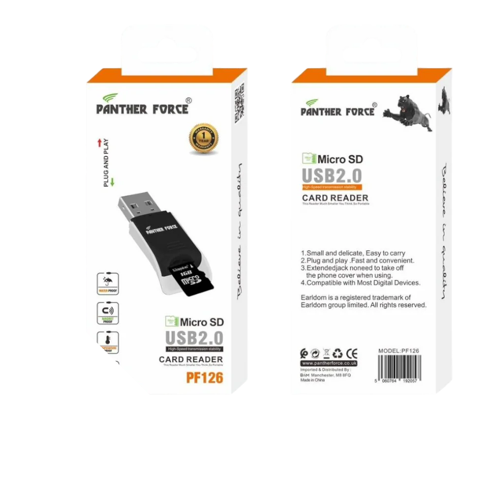 Panther Force Micro SD USB 2.0 Card Reader – High-Speed Data Transfer