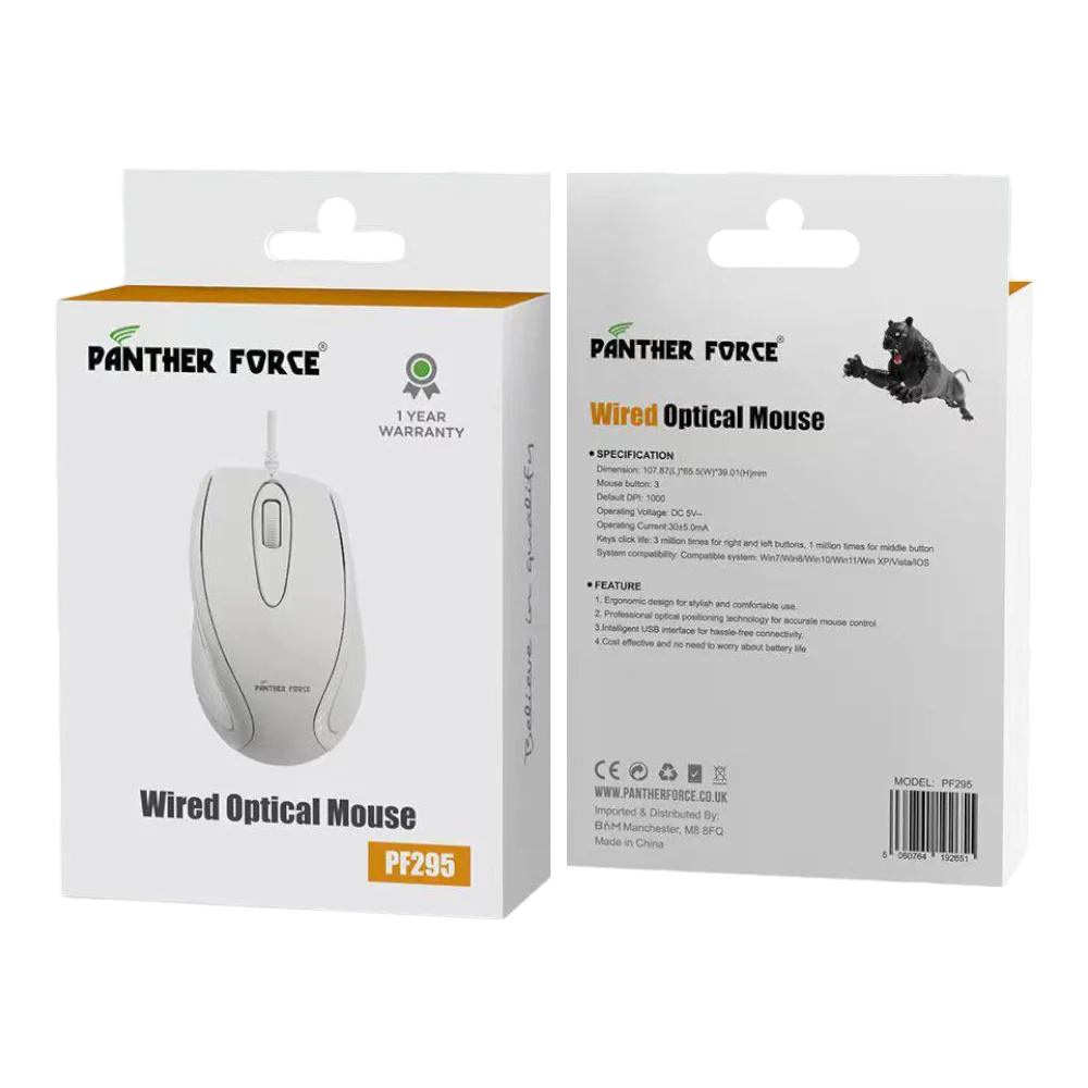 PF295 - Panther Force Wired Optical Mouse – High Precision Plug & Play