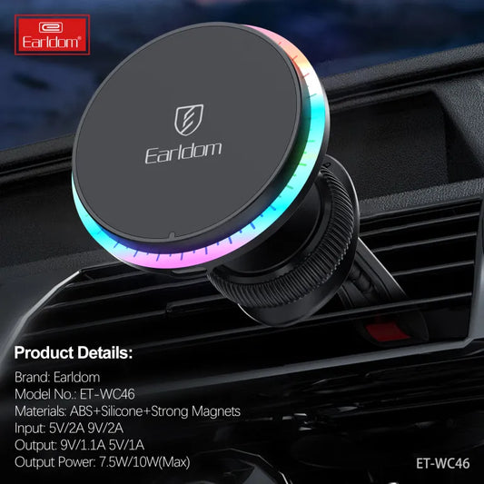 15W Magnetic Wireless Car Charger Air Vent Holder for iPhone QI Function with 10W Output Power for Mobile Phones
