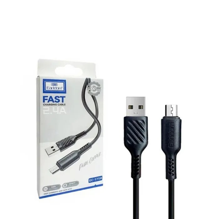 Earldom USB-A to Micro USB Charging Cable, 1 Meter, Black - EC-171M
