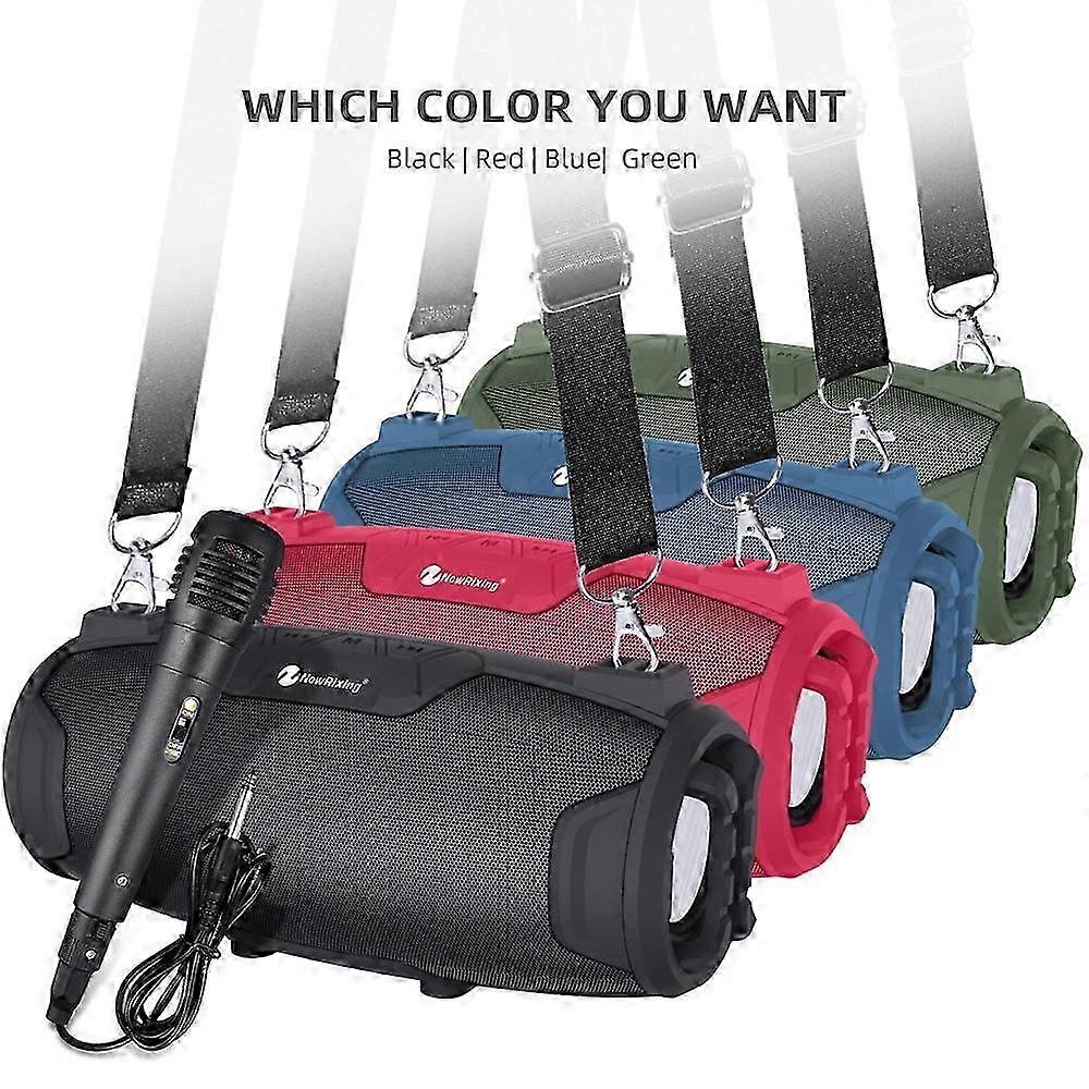 NewRixing NR3026M TWS Outdoor Portable K-song Bluetooth Speaker with Shoulder Strap