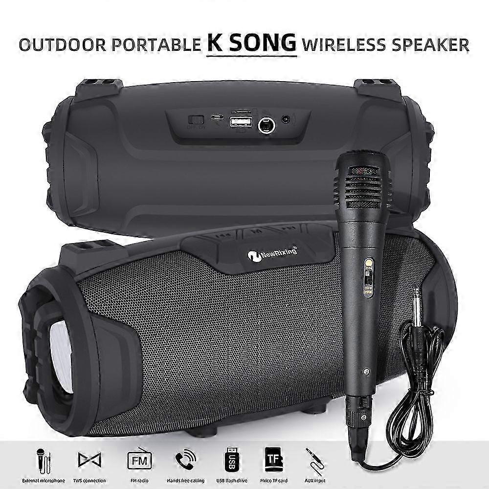 NewRixing NR3026M TWS Outdoor Portable K-song Bluetooth Speaker with Shoulder Strap