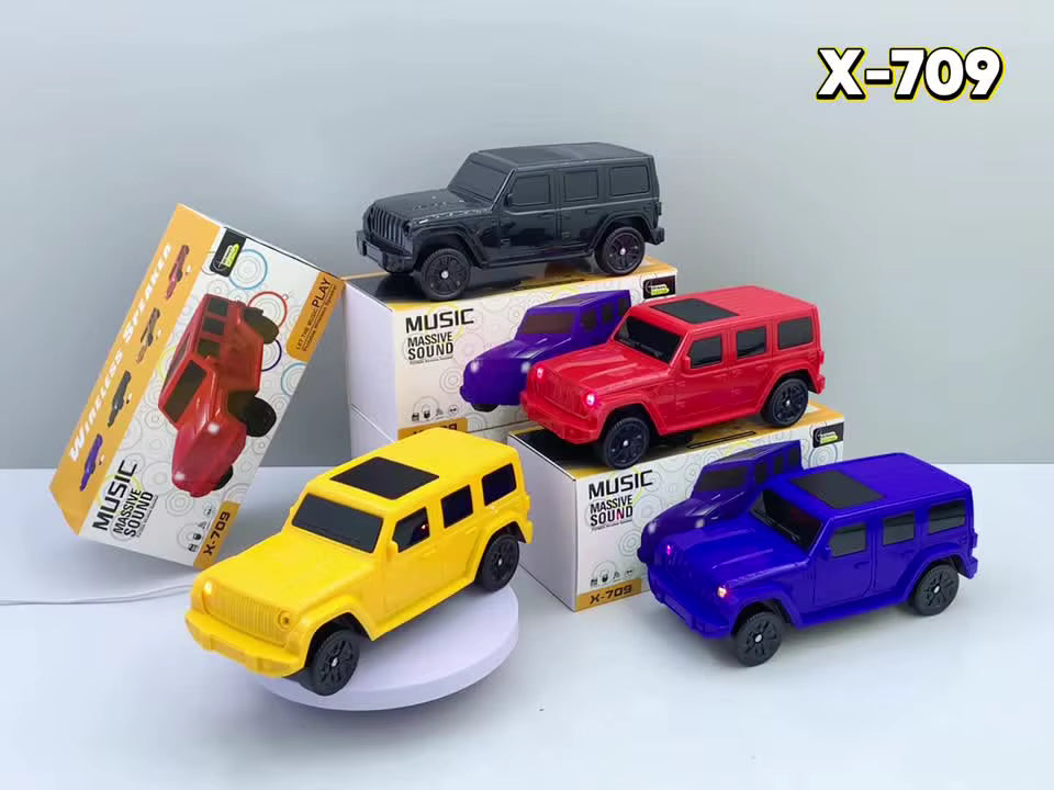 Car Model BT Speaker X-709 Subwoofer Wireless Loud Sound Supported BT TF FM USB TWS Speaker Children's Toy Car Model Speaker