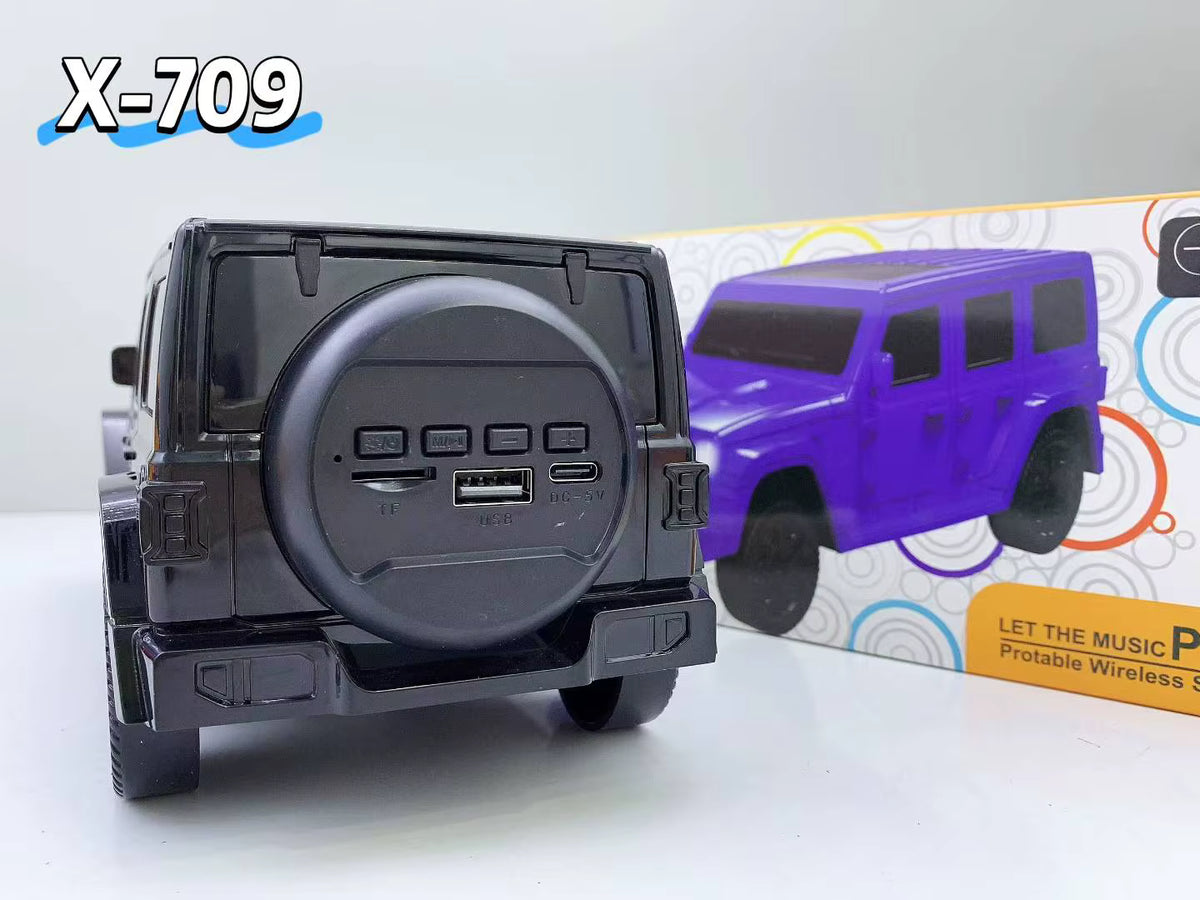 Car Model BT Speaker X-709 Subwoofer Wireless Loud Sound Supported BT TF FM USB TWS Speaker Children's Toy Car Model Speaker