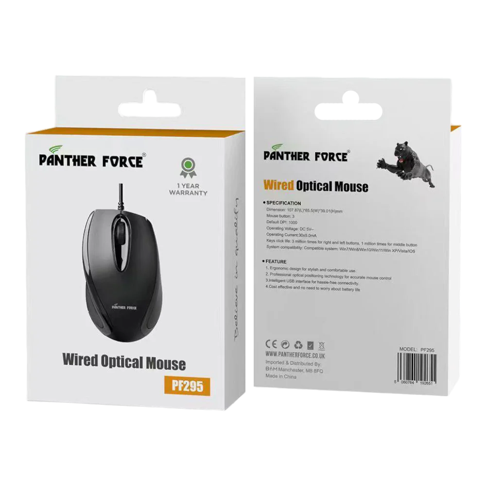 PF295 - Panther Force Wired Optical Mouse – High Precision Plug & Play