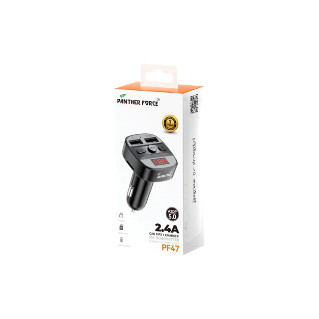 PF47 - Panther Force 2.4A Car MP3 FM Transmitter with Dual USB Charger