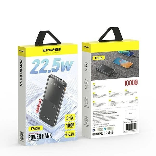 Awei Powerbank 10000mAh P10K 22,5W 2xUSB + USB-C